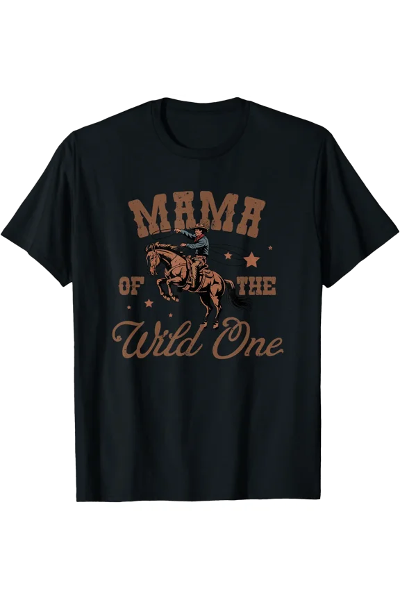 Mama of The Wild One Cowboy Western Rodeo Party Matching T-Shirt, Unisex T-Shirt