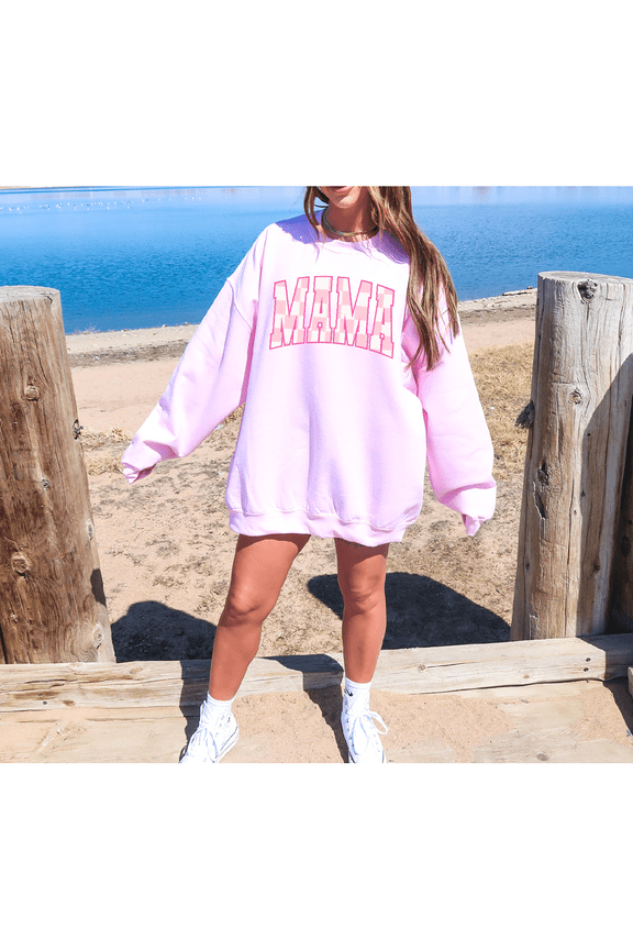 Mama pink check tee or sweatshirt