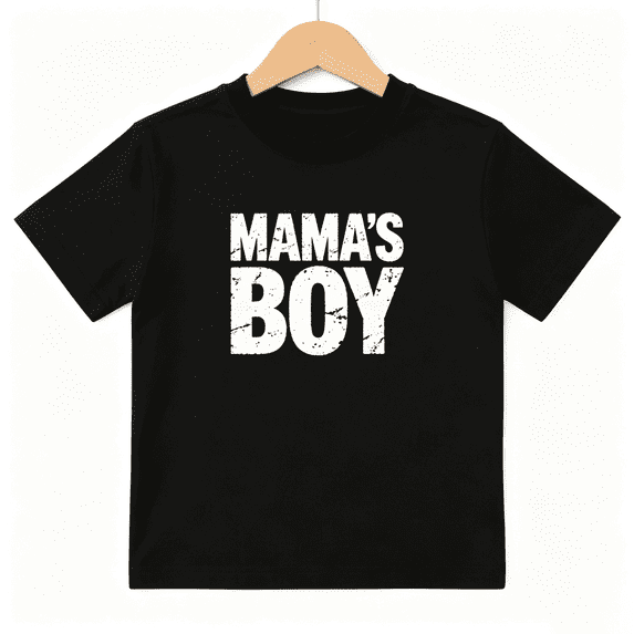 Mama's Boy Boys Graphic Print T-Shirt, Cute Mother and Son Family Vibe 100% Cotton Kids Short Sleeve Tee
