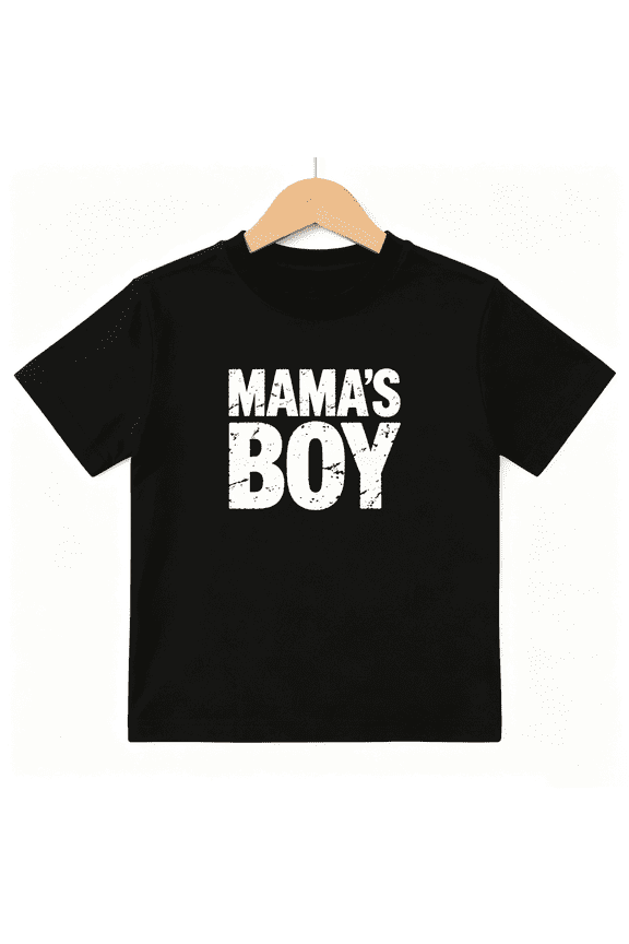Mama's Boy Boys Graphic Print T-Shirt, Cute Mother and Son Family Vibe 100% Cotton Kids Short Sleeve Tee