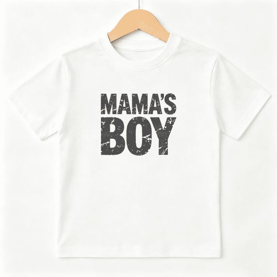 Mama's Boy Boys Graphic Print T-Shirt, Cute Mother and Son Family Vibe 100% Cotton Kids Short Sleeve Tee