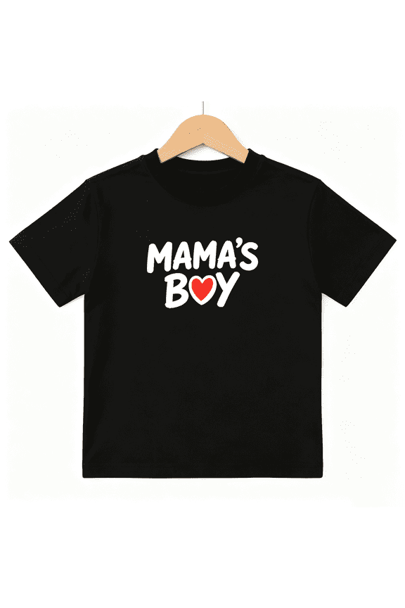 Mama's Boy Boys Graphic Tee, Cute Red Heart Family Love 100% Cotton Kids Short Sleeve T-Shirt