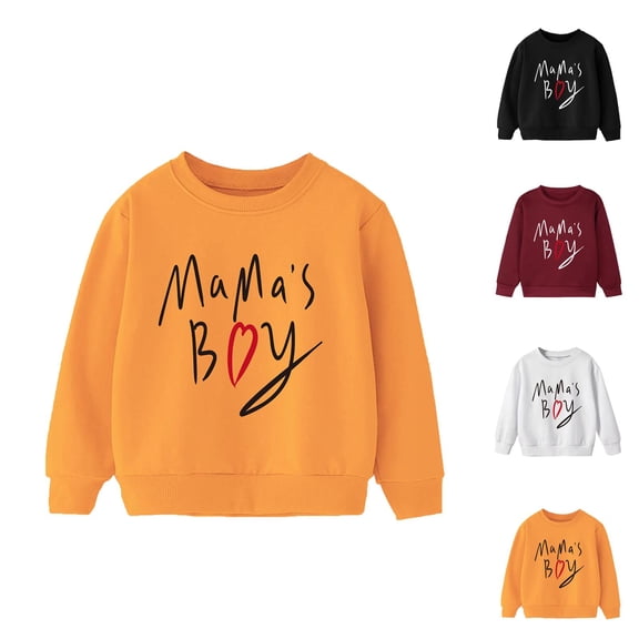 Mama's Boy Sweatshirts Fall Winter Long Sleeve Crewneck Graphic Sweatshirt for Boys Kids Pullover Tops