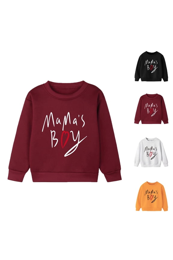 Mama's Boy Sweatshirts Fall Winter Long Sleeve Crewneck Graphic Sweatshirt for Boys Kids Pullover Tops