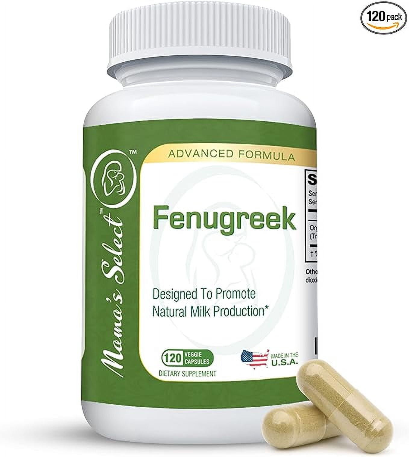 Mamas Select Organic Fenugreek Capsules, Breastfeeding Supplement for Women, Increase Milk Supply for Lactation - Potent Organic Fenugreek Seed Powder - 610 mg per capsule, 120 Vegetarian Capsules