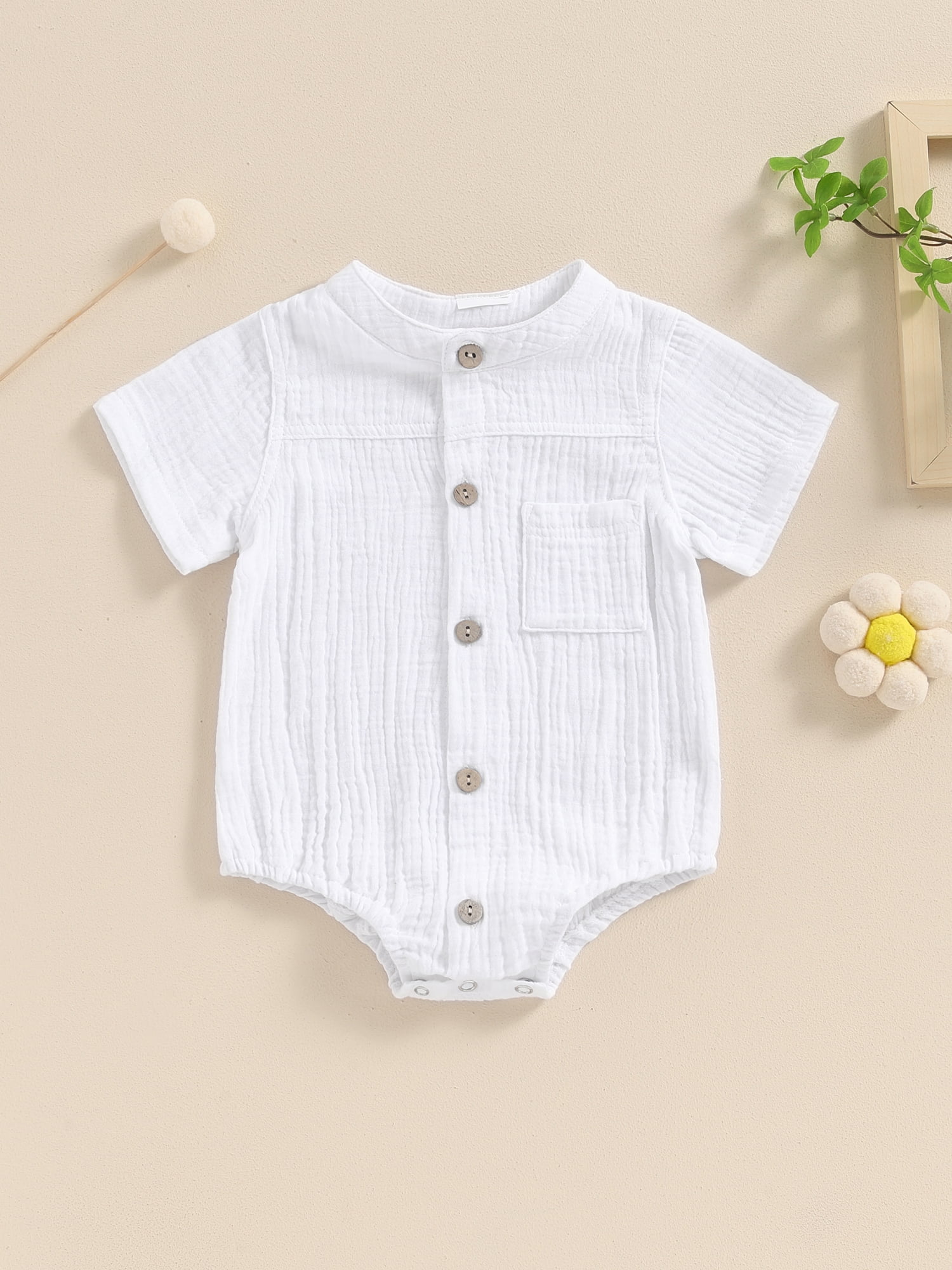 Cute Baby Boys Cotton Romper – Polka Dot “Little Birds” Printed Summer Jumpsuit main image 1