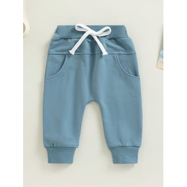 Mama's sunshine Baby Boys Sweatpants, Elastic Waist Drawstring Solid Fall Trousers with Pockets for Casual Daily