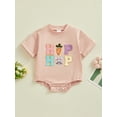 Mama's sunshine Baby Girl Easter Rompe Folded Short Sleeve Rabbit