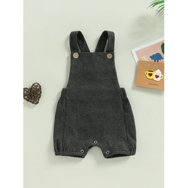 Mama's sunshine Baby Girls Boys Summer Casual Jumpsuit Solid Color Sleeveless Suspender Pants with Pockets