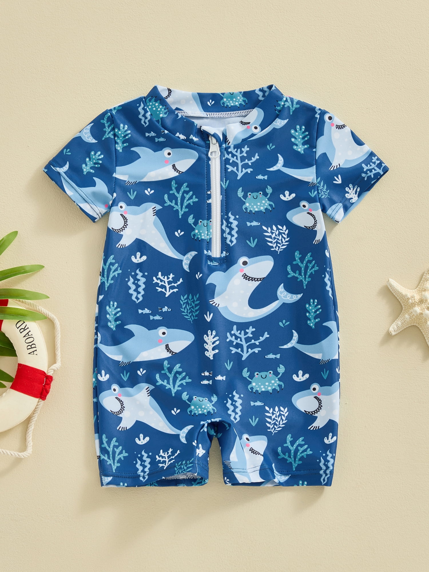 Mama's sunshine Toddler Boys Sun Protection Swimsuit Short Sleeve