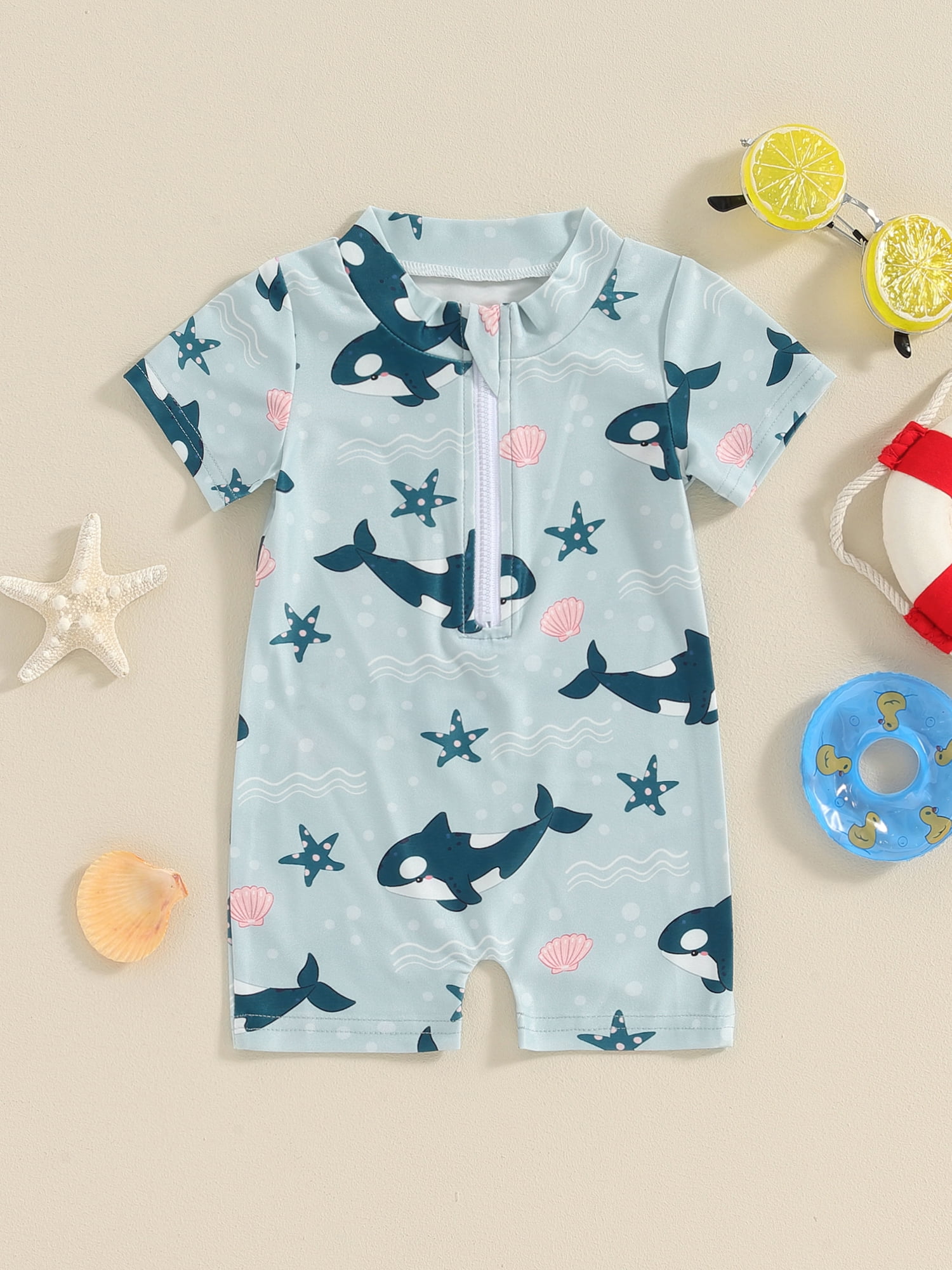 Mama's sunshine Toddler Boys Sun Protection Swimsuit Short Sleeve