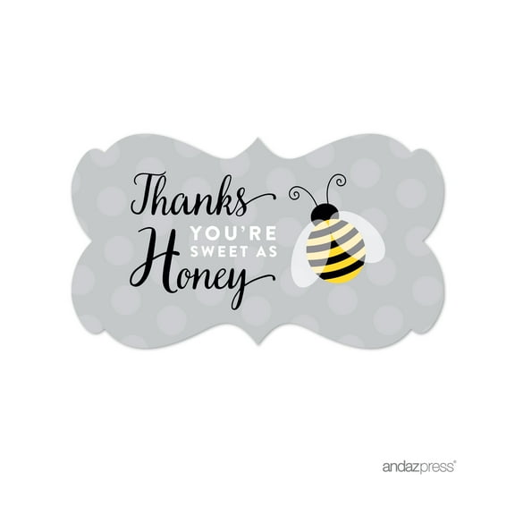 Mama to Bee Bumblebee Baby Shower Fancy Frame Favor Labels, 36-Pack