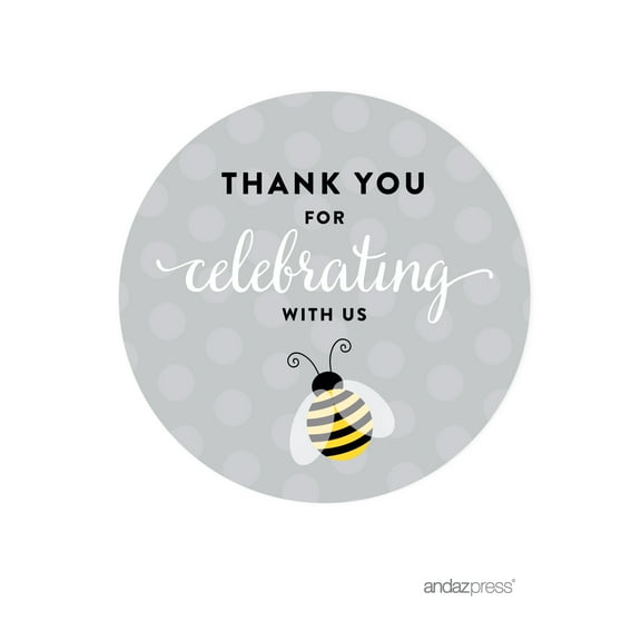 Mama to Bee Bumblebee Gender Neutral Baby Shower Round Circle Label Stickers, 40-Pack
