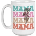 thumbnail image 1 of Mama with a Leopard Print Lightning Mother's Day Art Merch Gift, White 15oz Ceramic Mug, 1 of 5