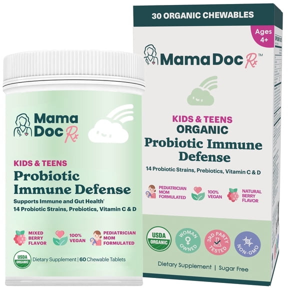 MamaDoc Rx Certified Organic Kids & Teens Probiotic, 30 Chewable Tablets