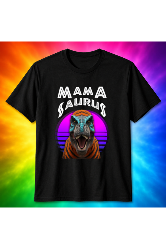 MamaSaurus Retro Dinosaur Mom T-Shirt, for men & women, S-5XL
