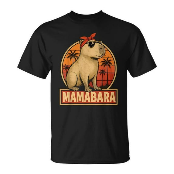 Mamabara Capybara T-Shirt – Vintage Mother’s Day Gift Tee for Capybara Moms – Cute Animal Lover Shirt for Women – Fun and Unique Capybara Mom Apparel