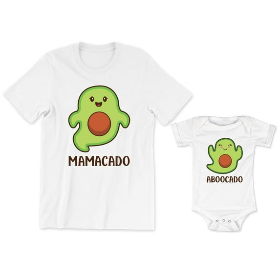 Mamacado Women's T-Shirt Funny Cute Avocado Graphic Costume Tee ABOOcado Baby Bodysuit Kids Toddler Shirt Halloween Family Matching Mommy Daughter Outfits