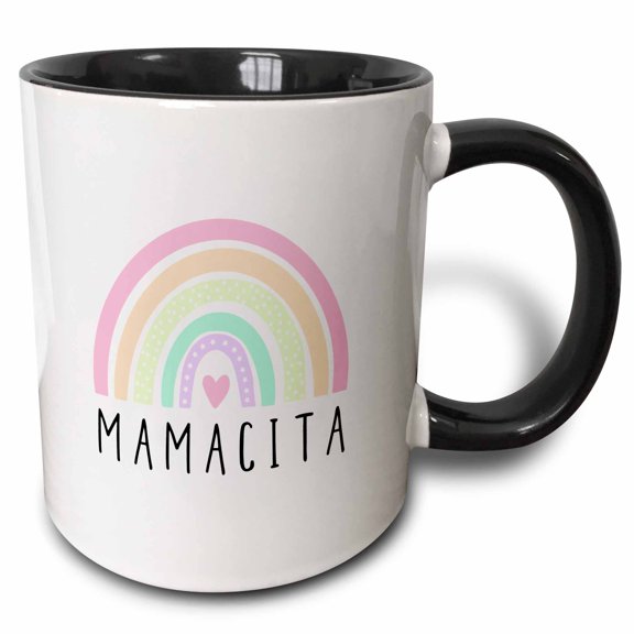 3drose, Mamacita in Spanish - Colorful Rainbow Latina Cute Nickname Hot Mama, 11oz Two-tone Black Mug