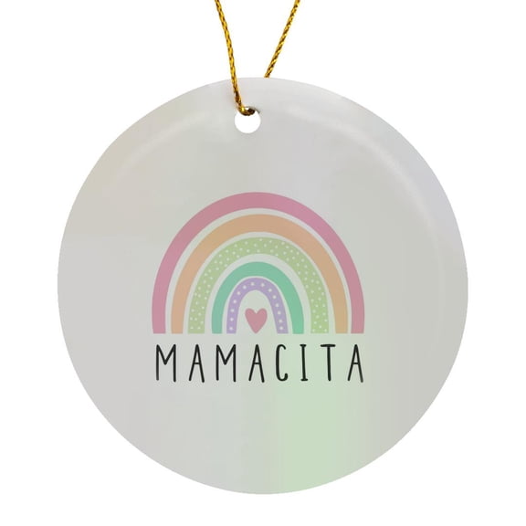 3drose, Mamacita in Spanish - Colorful Rainbow Latina Cute Nickname Hot Mama, Circle Porcelain Ornament