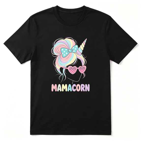 Mamacorn Unicorn Mama Slogan Cool Graphic Tee for Women, Mom Mother's Day Gift Cotton Short Sleeves T-Shirt