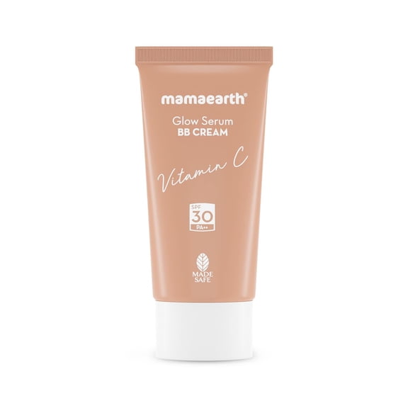 Mamaearth Glow Serum Bb Cream With Vitamin C & Turmeric - 25 G | Long Lasting Natural Coverage | Spf 30 Pa++ Sun Protection| Lightweight & Hydrating