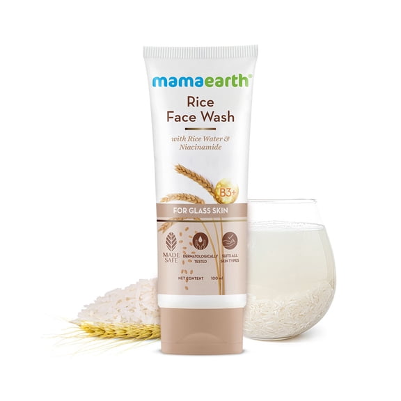 Mamaearth Rice Face Wash With Rice Water & Niacinamide For Glass Skin(100ml) Pack of 2