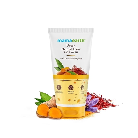 Mamaearth Ubtan Natural Glow Face Wash with Turmeric & Saffron for Tan Removal - 50 ml