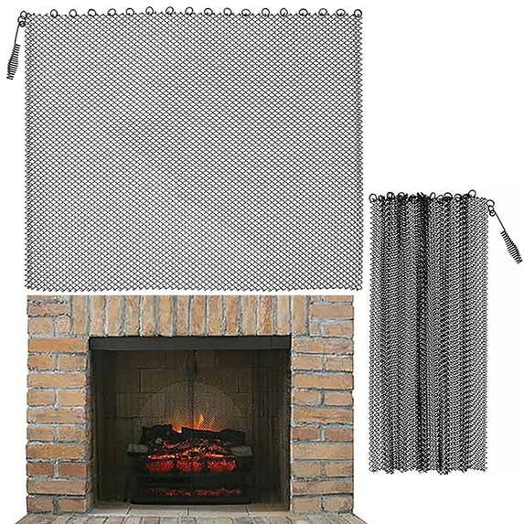 Mamamax 2Pcs Fireplace Mesh Screen Curtain,Heat Resistant Fireplace Spark Guard Curtain for Fireplace,ire Screen Single Panel,Easy Installation,2418/2420/2422inch
