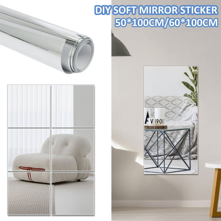 Mamamax Flexible Mirror Sheets,Mirror Wall Stickers,Mirror Effect Self-Adhesive Cuttable DIY Pet Non Glass Mirror Reflective Sticker for Bathroom