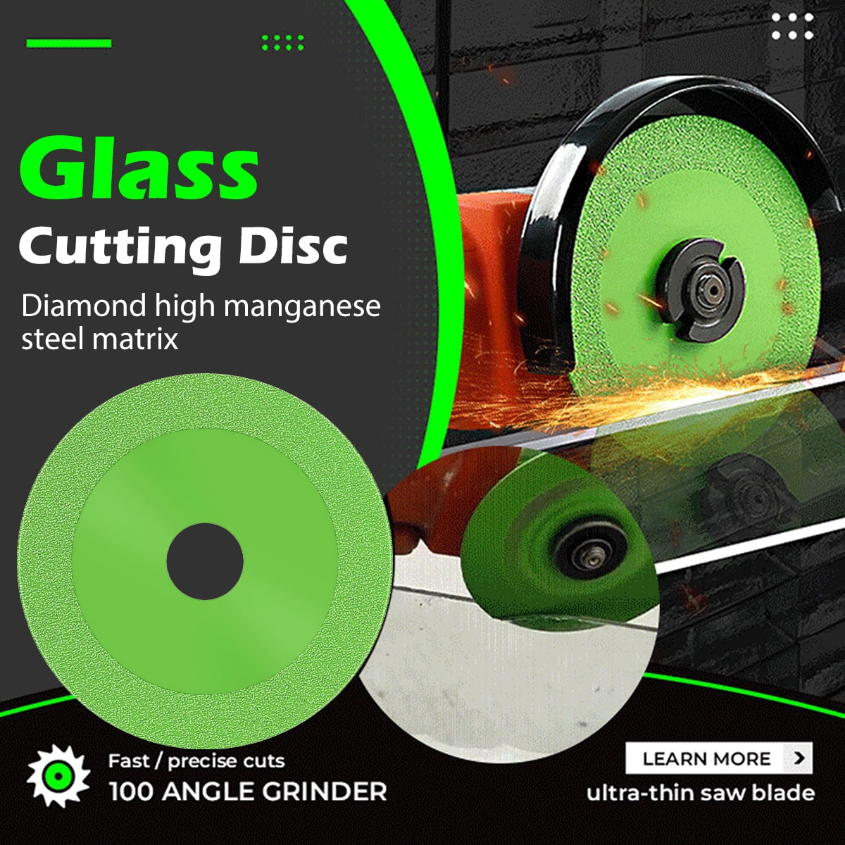 Mamamax Glass Cutting Disc,4 inch Ultra-Thin Diamond Cut Off Wheels for Angle Grinder,Cutting Wheel Porcelain Saw for Smooth Cutting,Chambering,and Grinding of Glass, Jade,Crystal,Wine Bottles