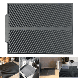 Hvxrjkn Drain Mat, Rectangel Silicone Mat ,Rectangle Silicone Drain Mat  Drying Dishes Pad Heat Resistant Slip-proof Tray 