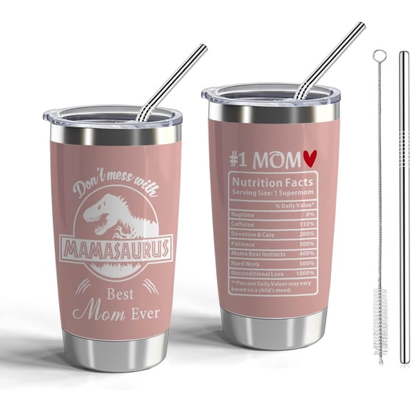 Mamasaurus 20oz Tumbler Don''t Mess with Mamasaurus You''ll Get Jurasskicked Insulated Tumblers Dinosaur Gifts for Mom Mamasaurus Tumbler (Mess with Mamasaurus), 20.0 Ounce, CWEGSJ-Tumbler 01