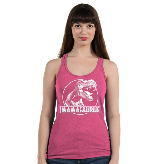 Mamasaurus Funny Mother Dinosaur T-Rex Head Women's Tank Top, M, H. Pink