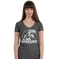 thumbnail image 1 of Mamasaurus Funny Mother Dinosaur T-Rex Head Women's V-neck, XL, Heather Charcoal, 1 of 3