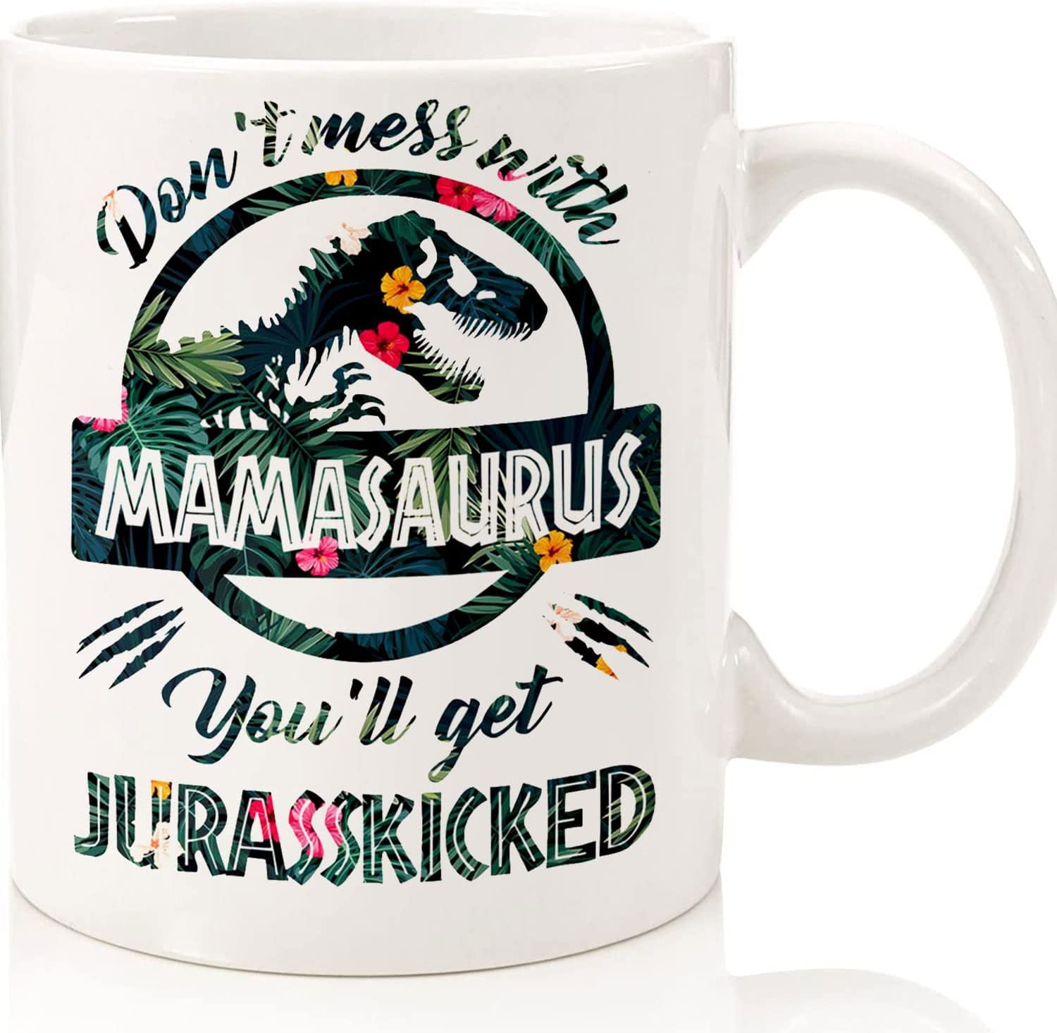 Mamasaurus Mug, Cute Mother's Day Dino Gift Idea For Din0saur Mom BLACK