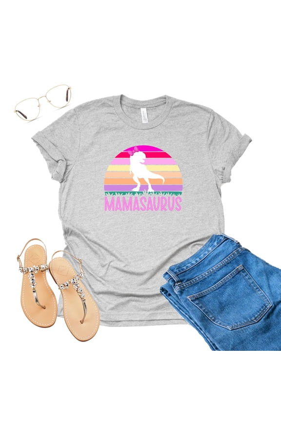 Mamasaurus Shirt -Vintage Mama Saurus Tee Shirt, Dinosaur Mom Shirt, Mama Shirt, Dinosaur Shirt, Gift for mom (Gray, Medium)