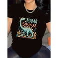thumbnail image 1 of Mamasaurus T-Shirt Women Retro Dinosaur Mother's Day Tee Cute Mama Saurus Graphic Top Fun Mothers Present Cotton Short Sleeve Apparel, 1 of 6