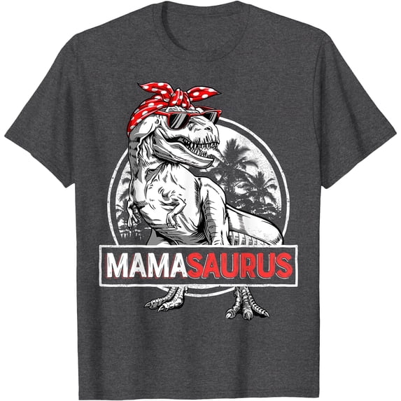 Mamasaurus T rex Dinosaur Funny Mama Saurus Mother's Family Unisex T-Shirt for Men Women,Dark Heather Color,Size 5XL