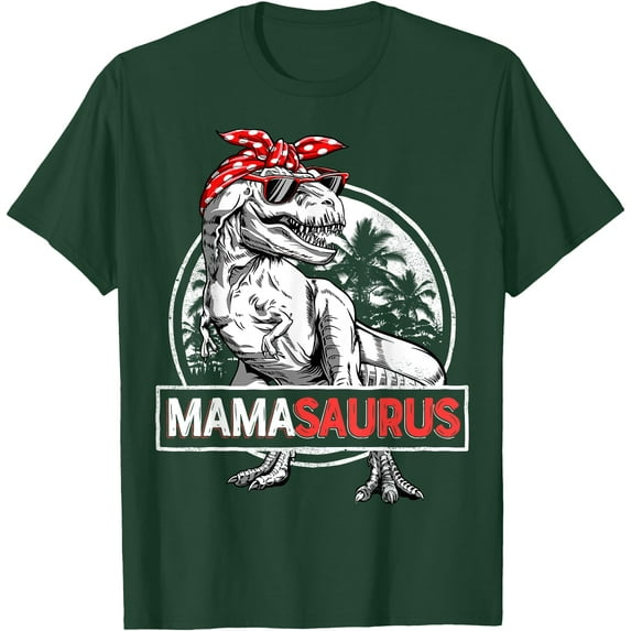 Mamasaurus T rex Dinosaur Funny Mama Saurus Mother's Family Unisex T-Shirt for Men Women,Forest Green Color,Size M