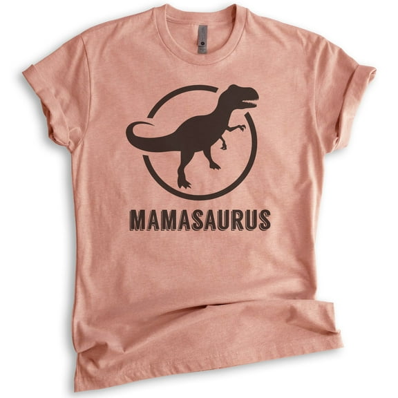 Mamasaurus T-shirt, Unisex Women's Shirt, Awesome Mom Shirt, Heather Sunset, Medium