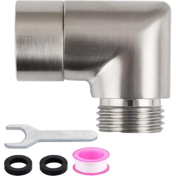 Mamatety 90 Degree Shower Elbow Adapter for Shower Head,Handhold Shower Head Elbow Adapter,Brushed Nickel