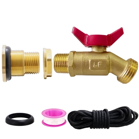 KORNSURTE 3/4" GHT Brass Rain Barrel Spigot Kit - Freeze & Emergency-Proof Water Tap for Rainwater Collection, Garden Use