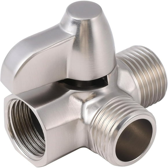Mamatety Brass Shower Arm Diverter Valve,G1/2 2 Way Diverter Valve for Hand Shower and Fixed Shower Head Brushed Nickel