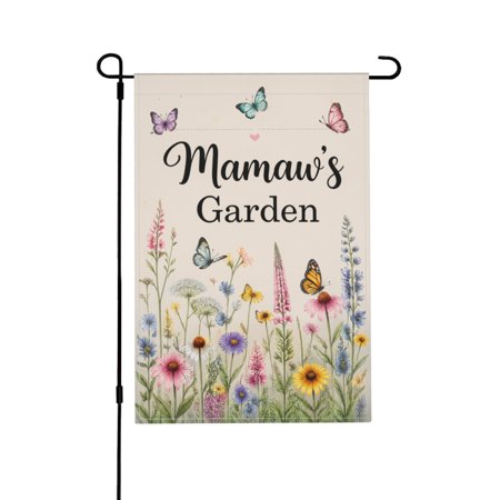 Mamaw Garden Flag With Wildflowers And Butterflies For Spring Summer Yard Decor 12x18 in