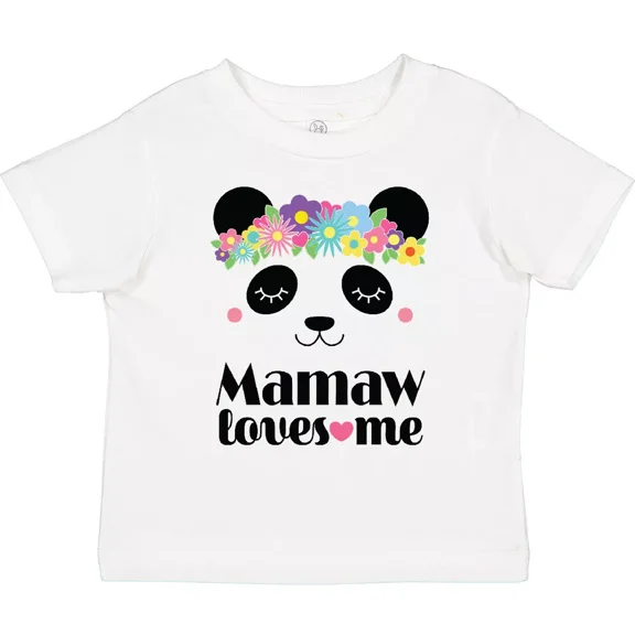 Mamaw Loves Me Panda For Girls Toddler T-Shirt Grandchild Childs Bear Baby Clothing, Cute Baby Shirt, TODDLER SHORT SLEEVE TEE BELLA CANVAS 3001T