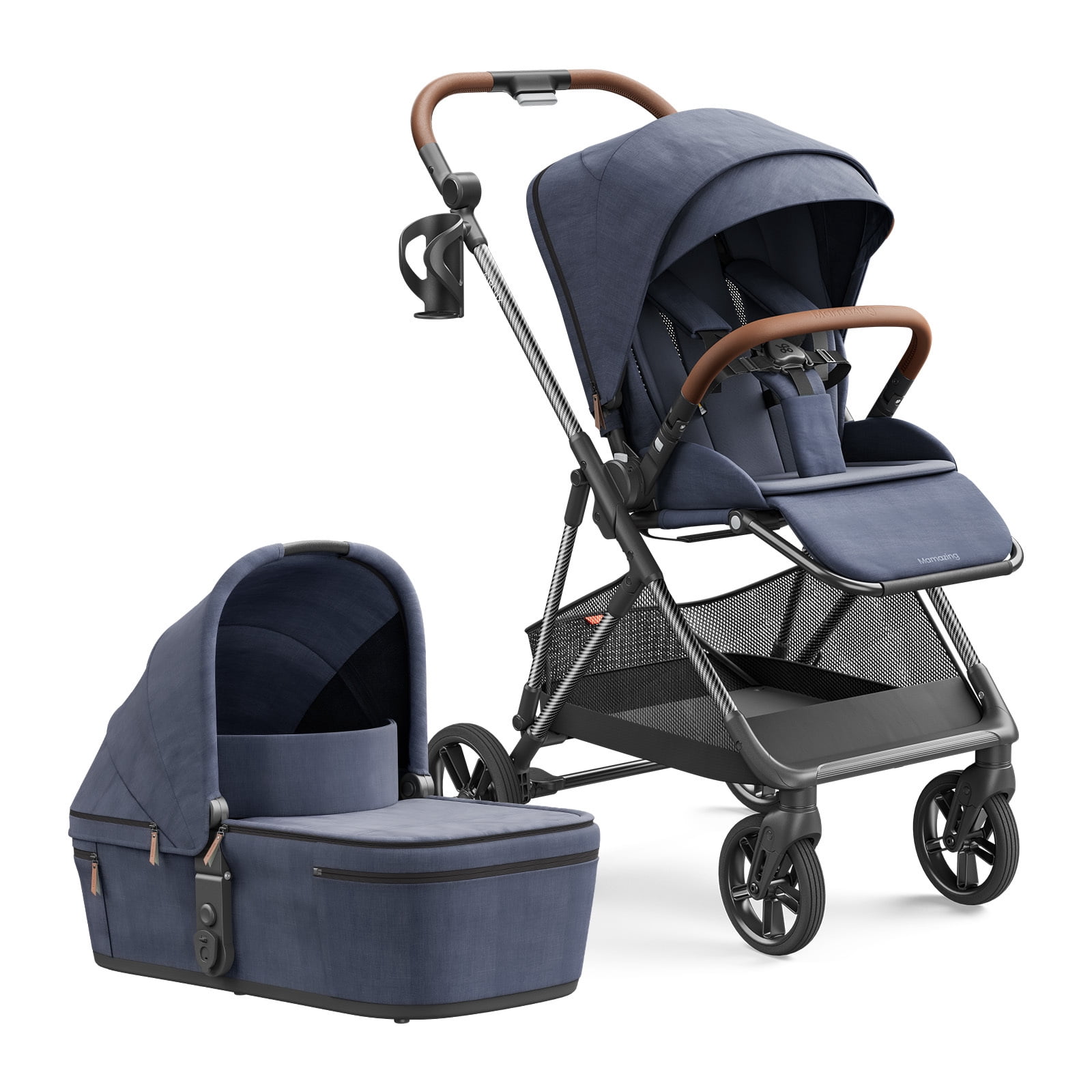 Mamazing Baby Stroller with Bassinet Air Lux Carbon Fiber Lightweight Compact Fold Reversible Seat for Infant Toddler