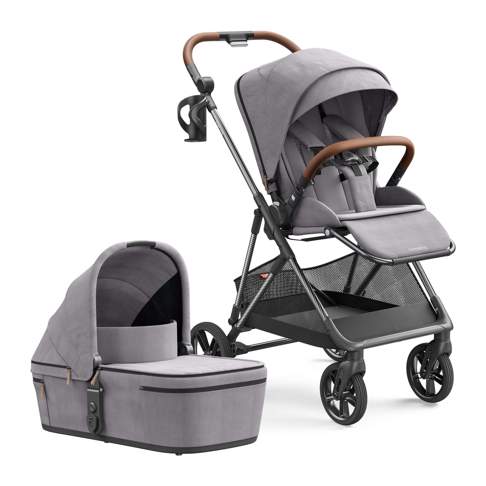 Mamazing Baby Stroller with Bassinet Air Lux Carbon Fiber Lightweight Compact Fold Reversible Seat for Infant Toddler