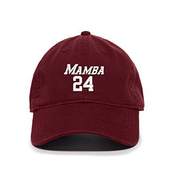 Mamba 24 Kobe Baseball Cap Embroidered Cotton Adjustable Dad Hat Burgundy