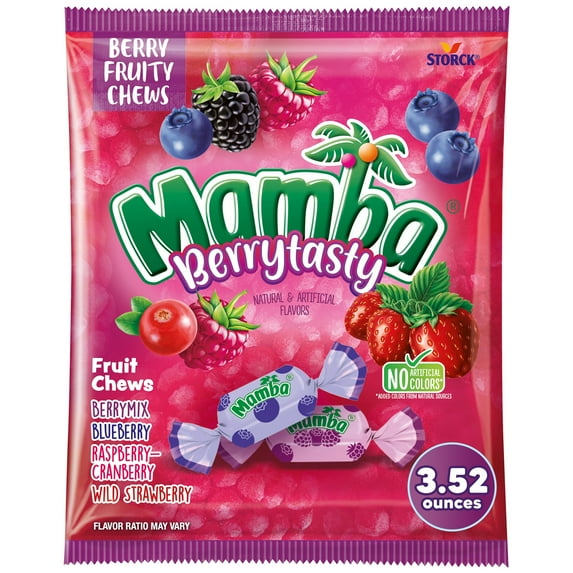 Mamba Berrytasty Fruit Chews Chewy Candy, 3.52 oz Regular Bag - (1 Pack)